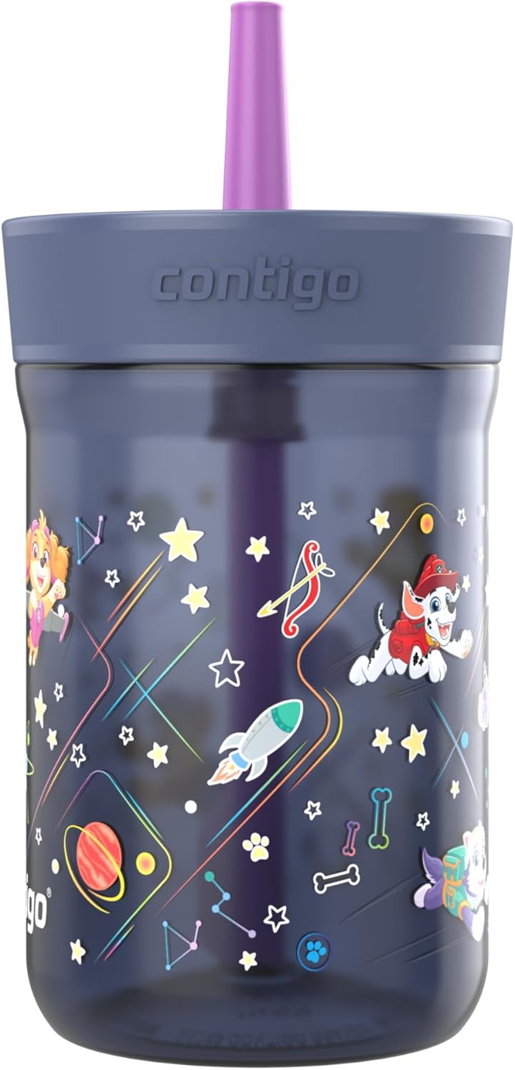 Contigo Kids Leighton Spill-Proof Paw Patrol Tumbler with Straw, 14oz, Space Zodiac, Purple