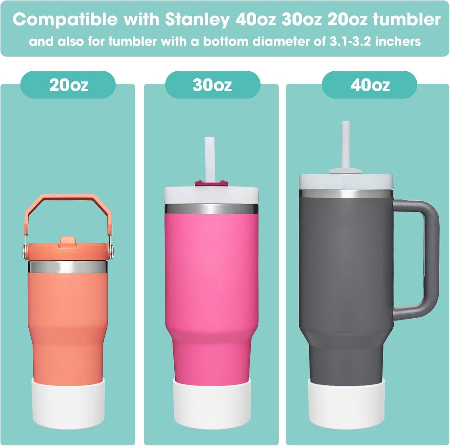 Upgrade 2PCS Protective Silicone Boot Bumper for Stanley Quencher Adventure 40oz 30oz IceFlow 20oz 30oz Tumbler, Water Bottle Bottom Sleeve Cover Accessories for Stanley Mug Cup(Blue)