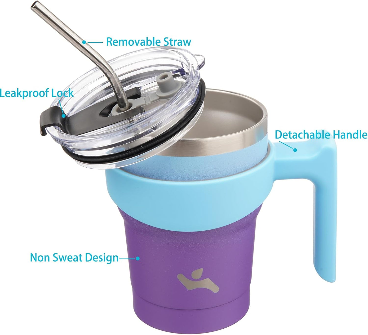 10 oz Tumbler with Handle and 2 Straw 2 Lid, Insulated Water Bottle Stainless Steel Vacuum Cup Reusable Travel Mug,Ocean Dream