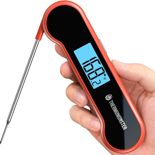 0.5 Sec Instant Read Meat Thermometer Digital with ±0.5℉ Precision, Food Thermometer for Cooking Kitchen Gadgets, Oven Grill Candy BBQ Essentials Accessories, Gifts for Him Dad Men Birthday, Red