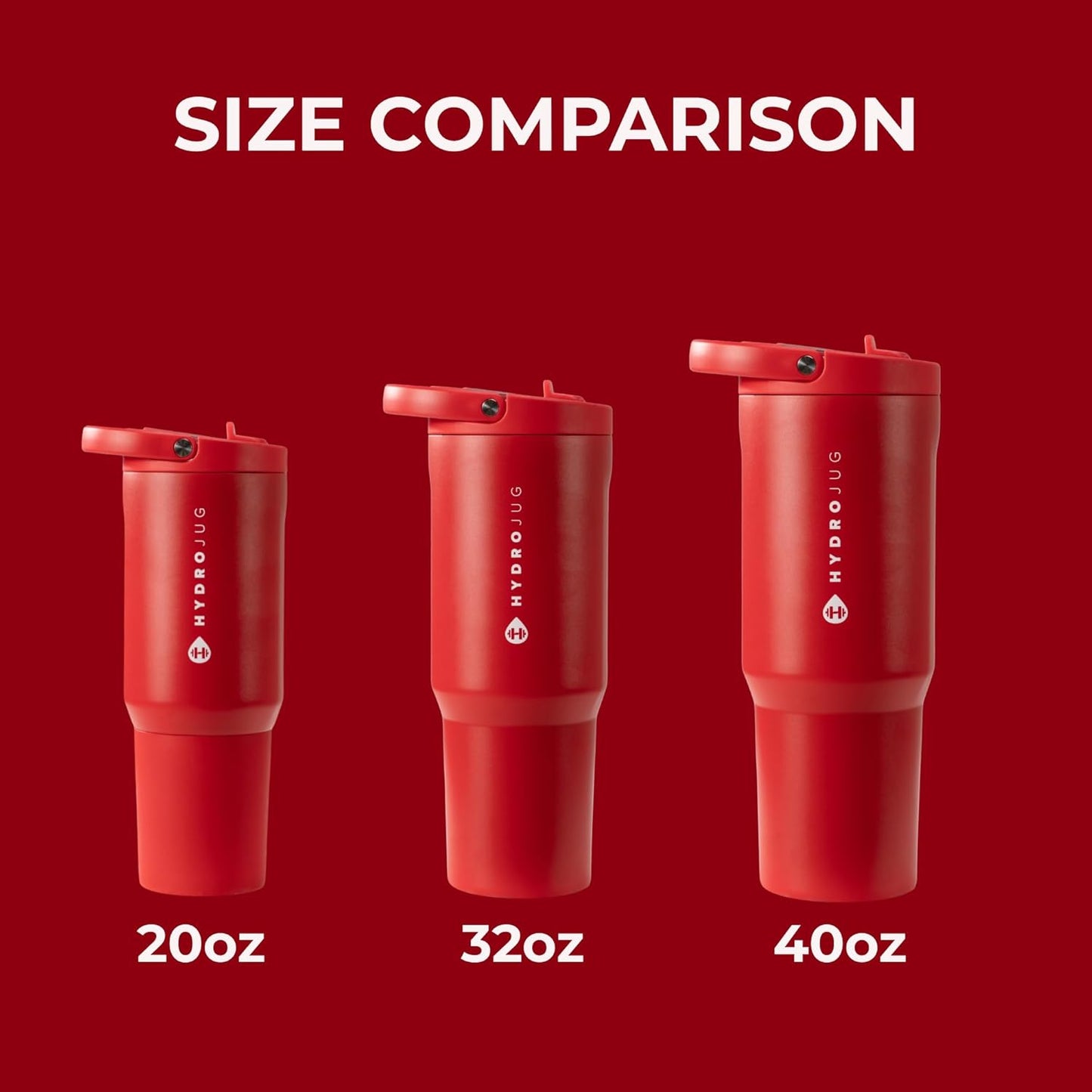 HydroJug Sport - Stainless Steel Tumbler with Straw, Vacuum Insulated, 32oz Leakproof Water Bottle, Ergonomic Design, Reusable, Dishwasher Safe, Rubber Base, Durable for Gym or Outdoors, Alumni Red