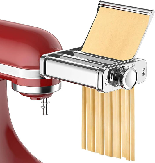 3-in-1 Pasta Attachment for KitchenAid Stand Mixer, Stainless Steel Pasta Maker for KitchenAid Mixer Attachments, Pasta Maker Includes Pasta Roller, Spaghetti & Fettuccine Cutter by Cofun