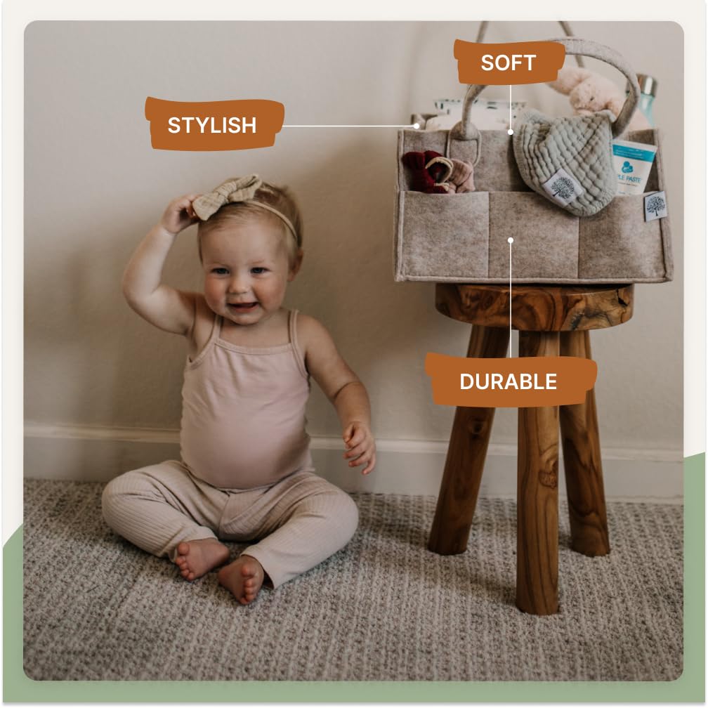 Parker Baby Diaper Caddy - Nursery Storage Bin and Car Organizer for Diapers and Baby Wipes - Oatmeal, Regular