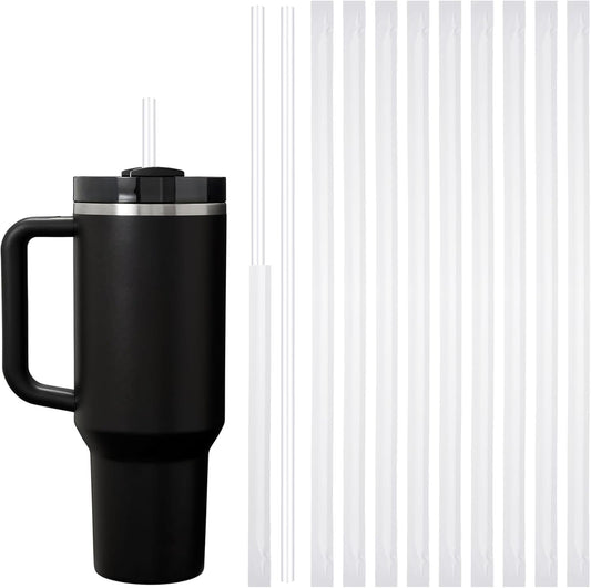 ALINK 100 Pcs Long Plastic Disposable Straws for 40 OZ Tumbler, 12 inch Clear Straws for Stanley Owala Yeti 30 oz 40 oz Cups, Half Gallon Jugs, Individually Wrapped