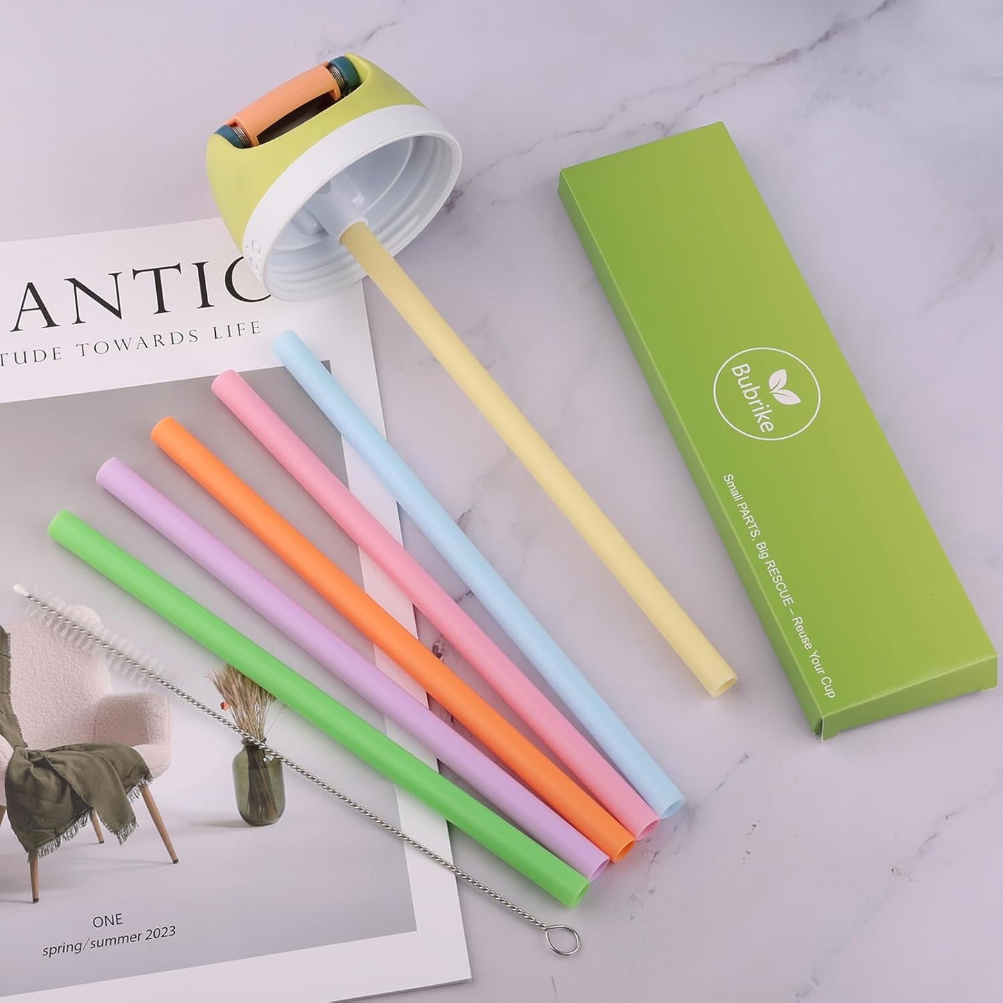 Straws Replacement Compatible with Owala Freepsip 24oz,32oz Water Bottle,Replacement Parts For Owala Free Sip Sway 30 oz,Include 6 BPA-FREE Straws and 1 Cleaning Brush