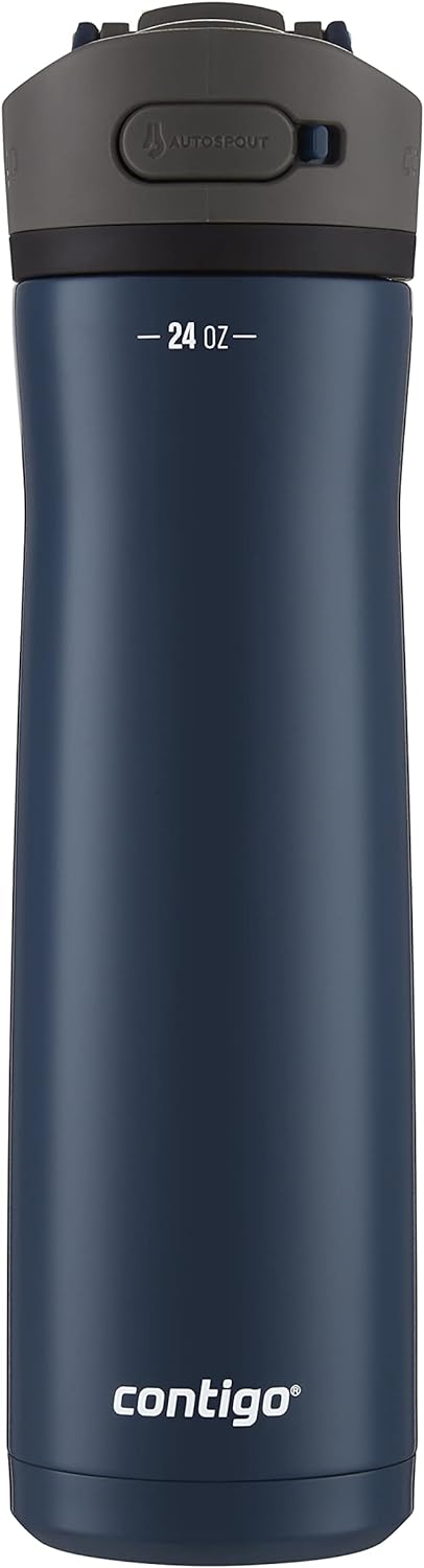 Contigo Ashland 2.0 Leak-Proof Water Bottle with Lid Lock and Angled Straw, Dishwasher Safe, Interchangeable Lid, 24oz, Blueberry