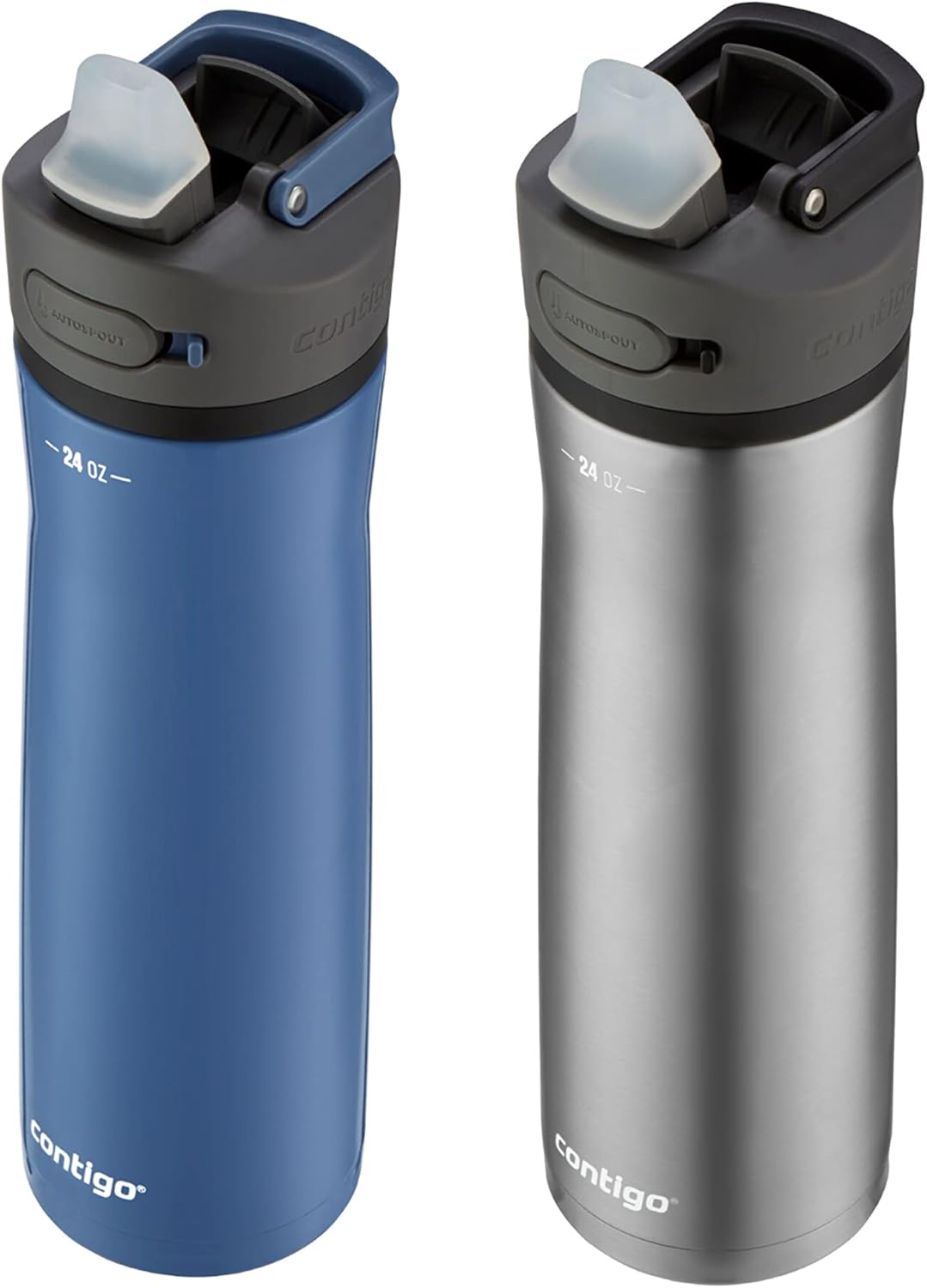 Contigo Ashland Chill 2.0, 2-Pack, 24oz, Stainless Steel with Straw and Handle, Dual Insulated for Cold and Hot Drinks, Blue Corn and Stainless Steel