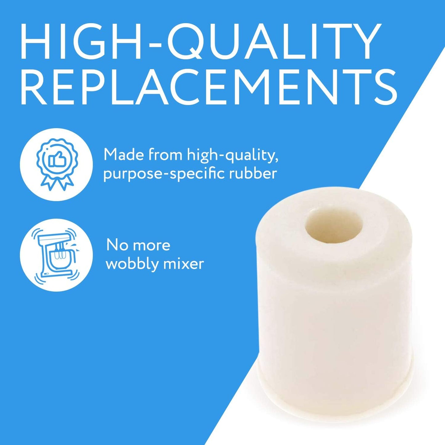 IMPRESA Rubber Feet for Mixer 5-Pack Replacement - Compatible with KitchenAid Stand Mixers 4161530, 9709707, K45SS & K5SS - White Rubber