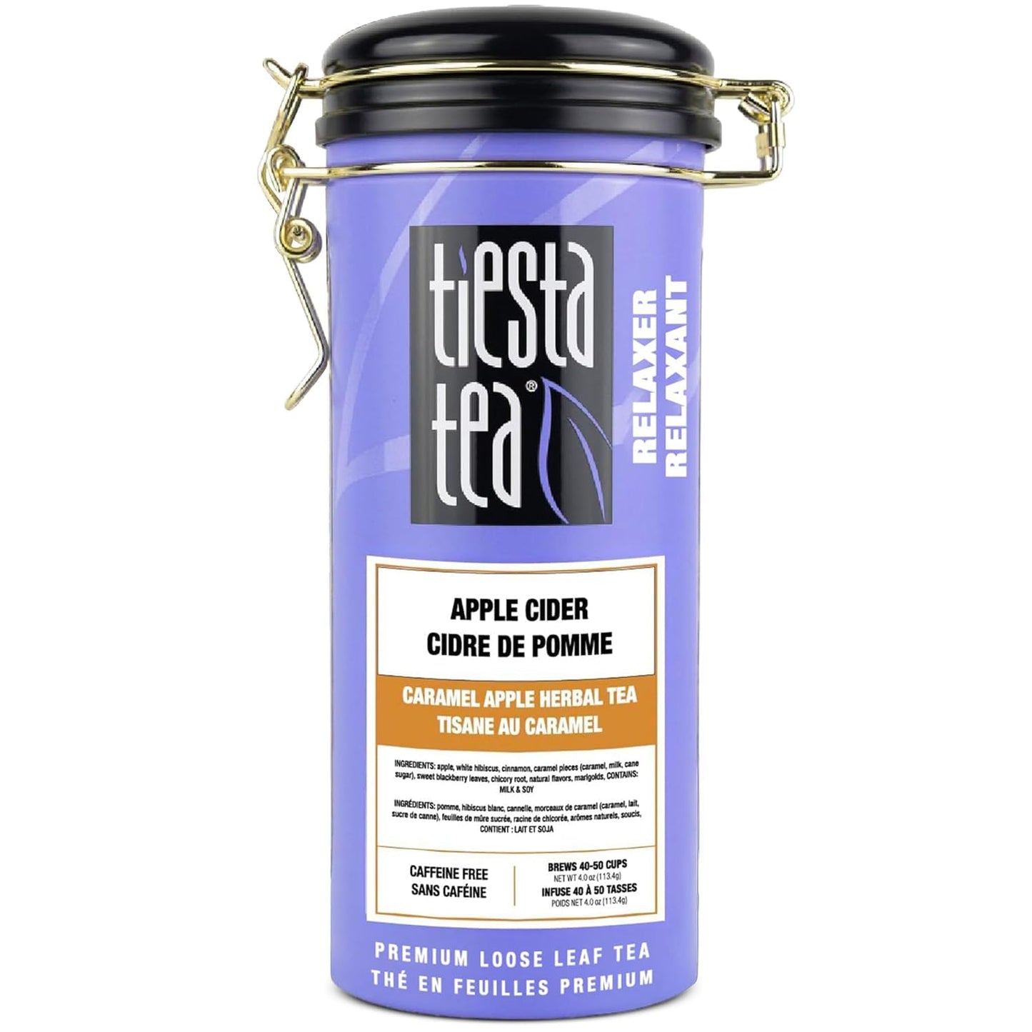 Tiesta Tea - Apple Cider, Loose Leaf, Caramel Apple Herbal Tea, Blend, Non-Caffeinated, Makes Hot or Iced Up to 40-50 Cups, 4oz Refillable Tin