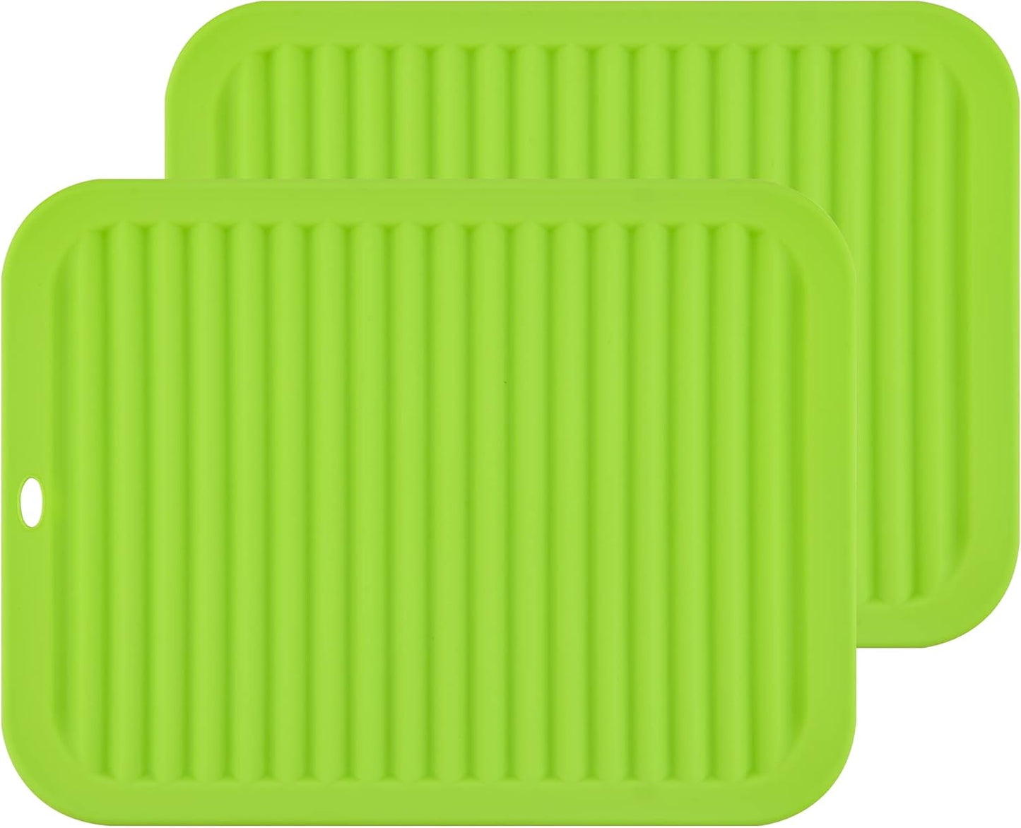 Silicone Trivets mat Smithcraft 9"X12" Big Multi-Purpose Drying Trivet Mat, Pot Holder, Waterproof, (Set of 2) Non Slip, Flexible, Durable, Dishwasher Safe Green