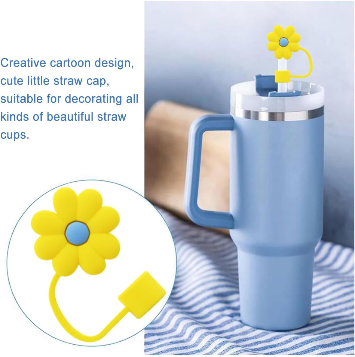 Stanley Cup Straw Cover Cap, Silicone Topper 10 mm, Reusable Tips, Accessories