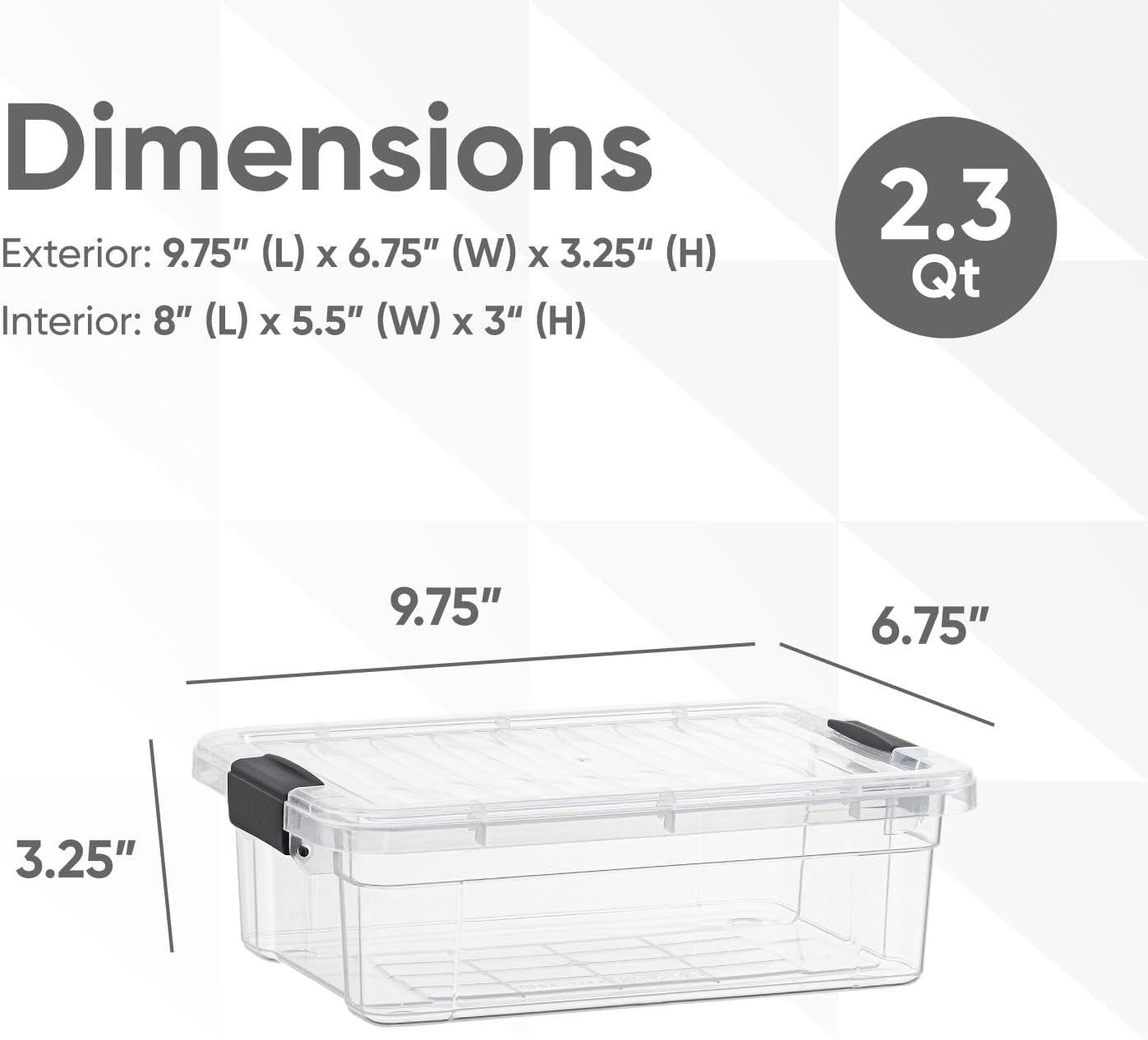 Superio 2.3 Qt Clear Plastic Storage Bin with Lid, Non-Toxic, BPA Free, Odor Free, Organizer Storage Box, Stackable Plastic Tote for Home, Garage, School, and Office, X-Small