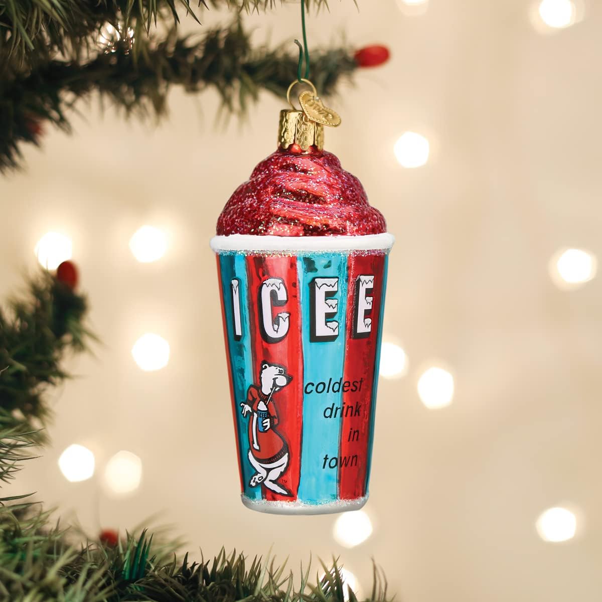 Old World Christmas ICEE Cup Glass Blown Ornament for Christmas Tree, Handcrafted Holiday Decoration, ICEE Collection