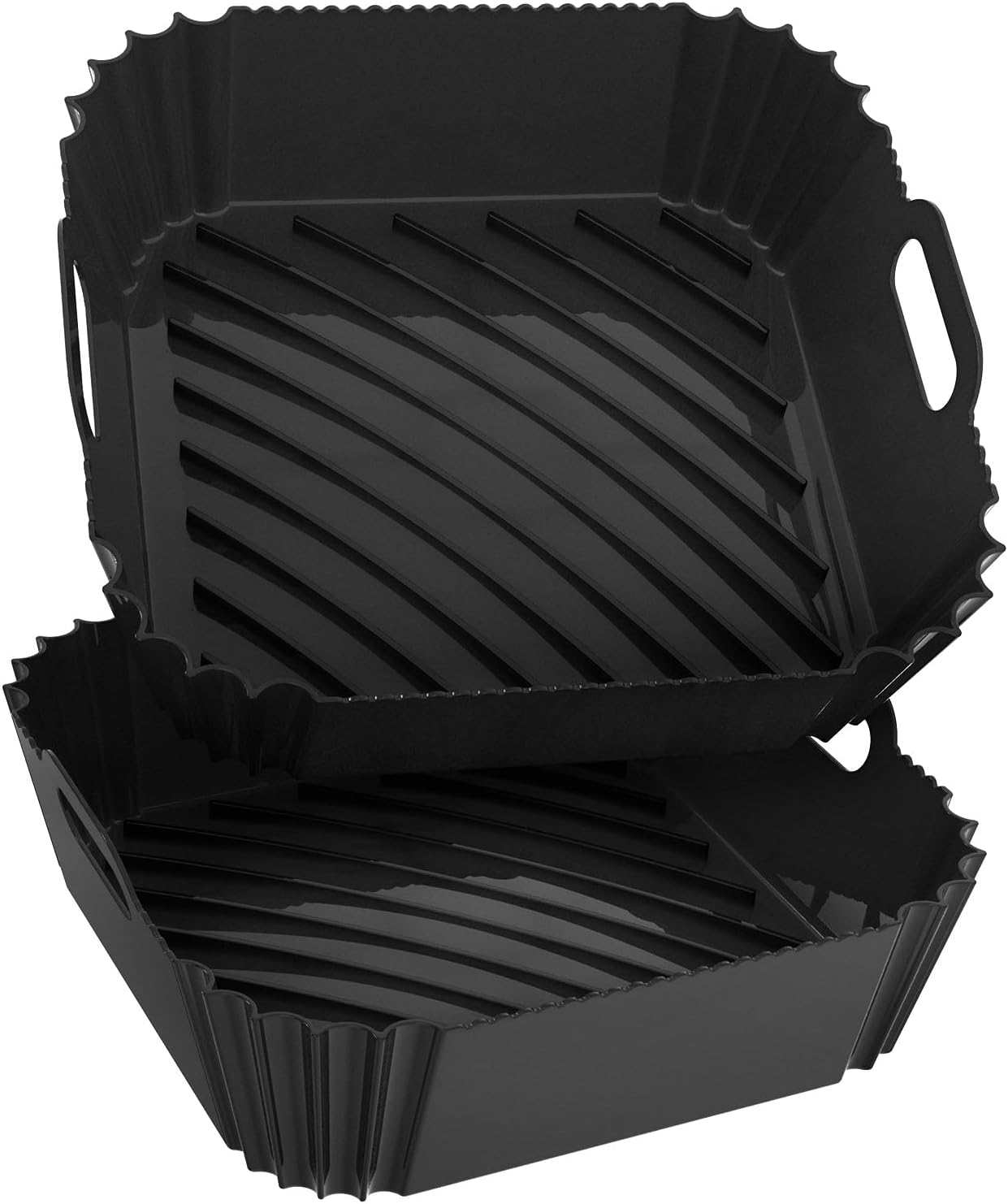 Large Silicone Air Fryer Liners Square 5-9 QT, 7.9 Inch Airfryer Liners Reusable 2 Pack Air Fryer Liners Pot Oven Liner Baking Tray, Air Fryer Basket Silicone Mat Bowl Air Fryer Accessories