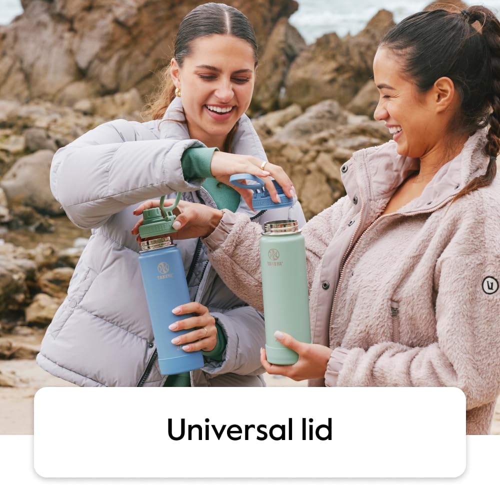 Takeya Actives 24 oz Water Bottle with Straw Lid - Double Wall Stainless Steel Insulation - Dishwasher Safe & BPA-Free - Removable Bumper - Blush