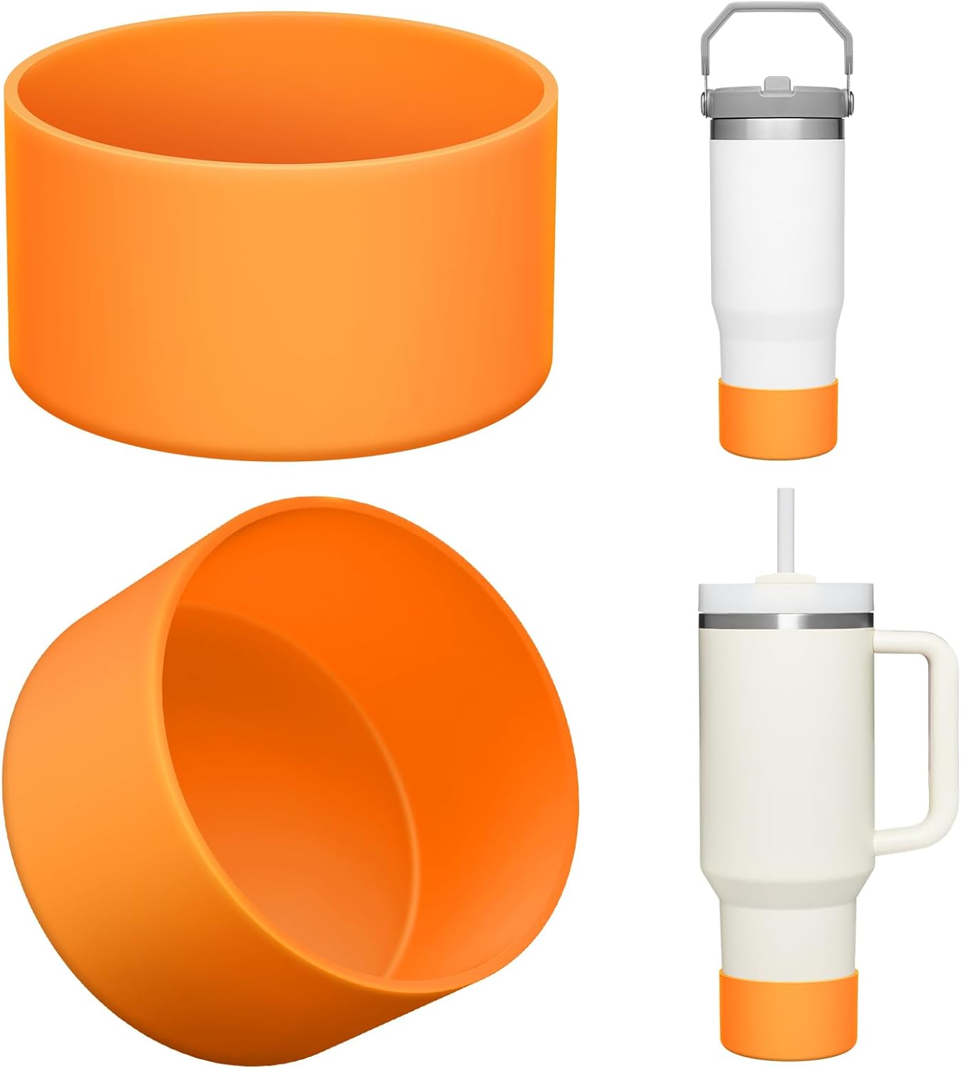 Upgrade 2PCS Protective Silicone Boot Bumper for Stanley Quencher Adventure 40oz 30oz IceFlow 20oz 30oz Tumbler, Water Bottle Bottom Sleeve Cover Accessories for Stanley Mug Cup(Sunset)