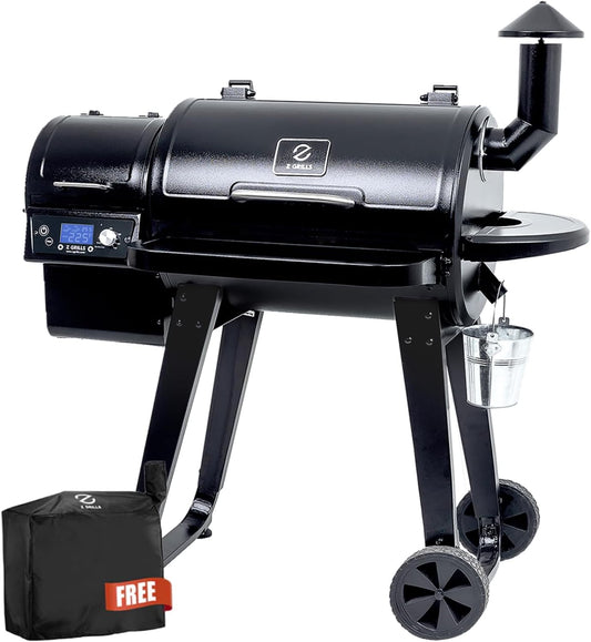 Z GRILLS ZPG-450A Wood Pellet Grill & Smoker with PID V2.1 Controller, 459 Sq in Cook Area, Meat Probe, Foldable Shelf, 8 in 1 BBQ Grill Outdoor Auto Temperature Control, Black