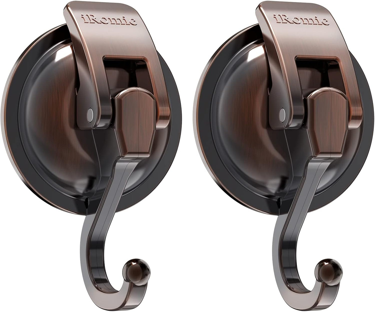 Heavy Duty Vacuum Suction Cup Hooks (2Pack) for Shower,Glass Window,Kitchen&Bathroom&Restroom Organization,Red Bronze