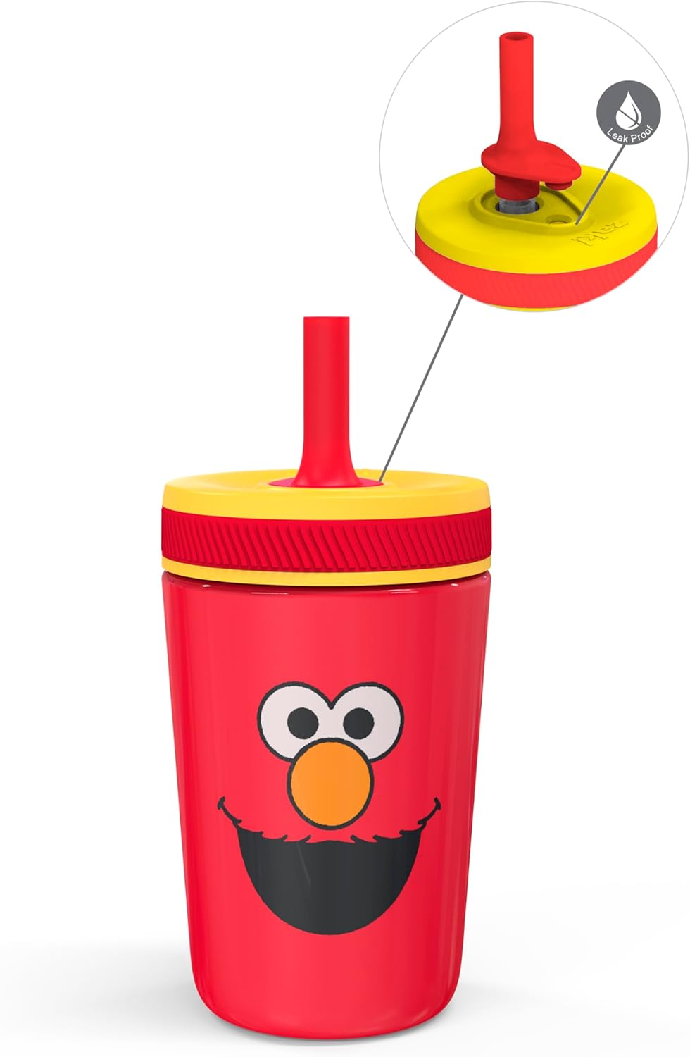 Zak Designs Sesame Street Kelso Toddler Cups For Travel or At Home, 12oz Vacuum Insulated Stainless Steel Sippy Cup With Leak-Proof Design is Perfect For Kids (Elmo)