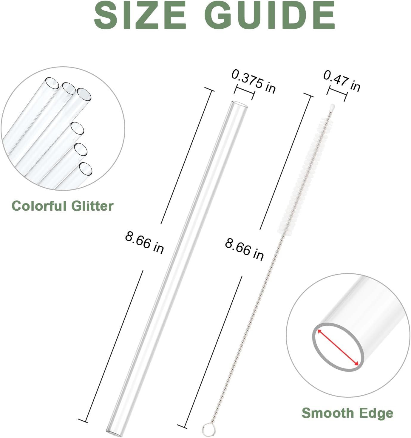 Replacement Straw for Stanley Cup 20 oz 14 oz, 6 Pcs Reusable Long Clear Straw with Clear Brush for Stanley Cup Accessories, Dishwasher Safe and BPA Free