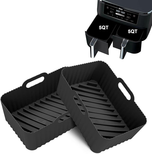 Ninja Silicone Air Fryer Liner 2Pack, 9-10QT Chefman Air Fryer Accessories, Reusable Air Fryer Basket for Ninja Foodi Max Dual Zone AF400 AF300 DZ201 Double Stack XL SL401