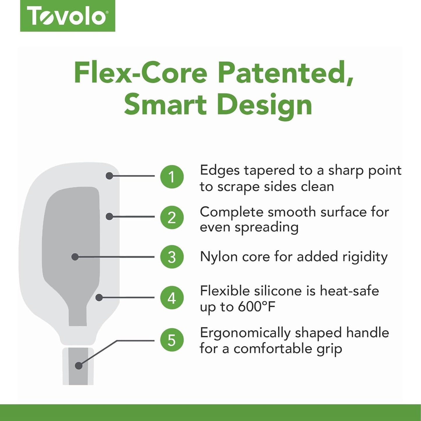 Tovolo Jar Spatula Silicone Long Stainless Steel Handle Scraper Spatula White, Jar Scraper Heat Resistant Dishwasher Safe BPA Free Kitchen Utensil for Scraping Spreading Jelly Peanut Butter