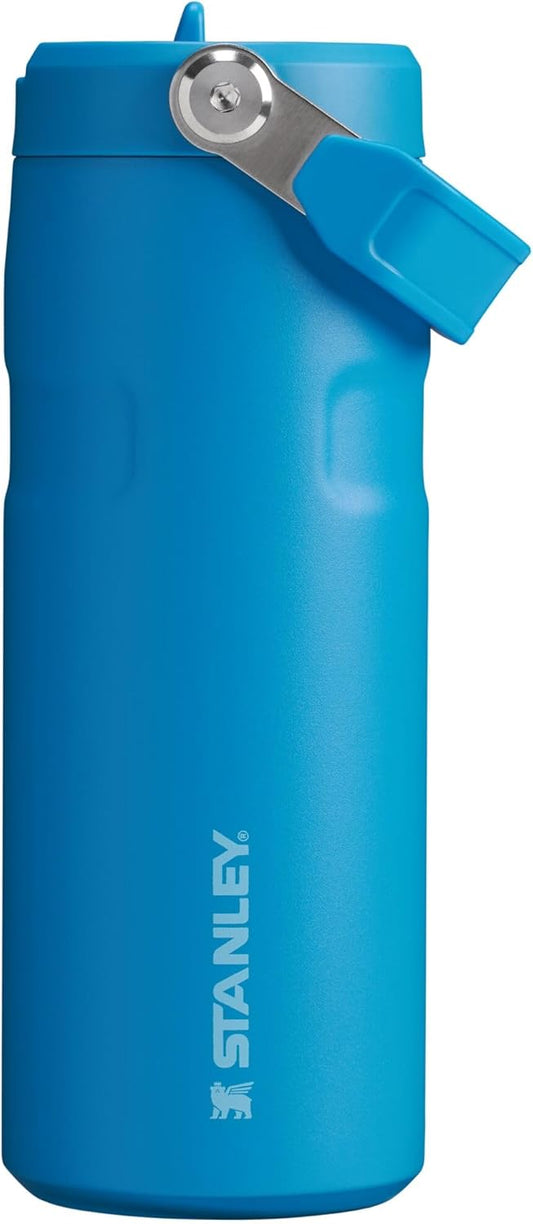 STANLEY IceFlow Flip Straw 2.0 Water Bottle 16 OZ | Built-In Straw with Larger Opening | Lightweight & Leak-Resistant | Insulated Stainless Steel | BPA-Free | Azure
