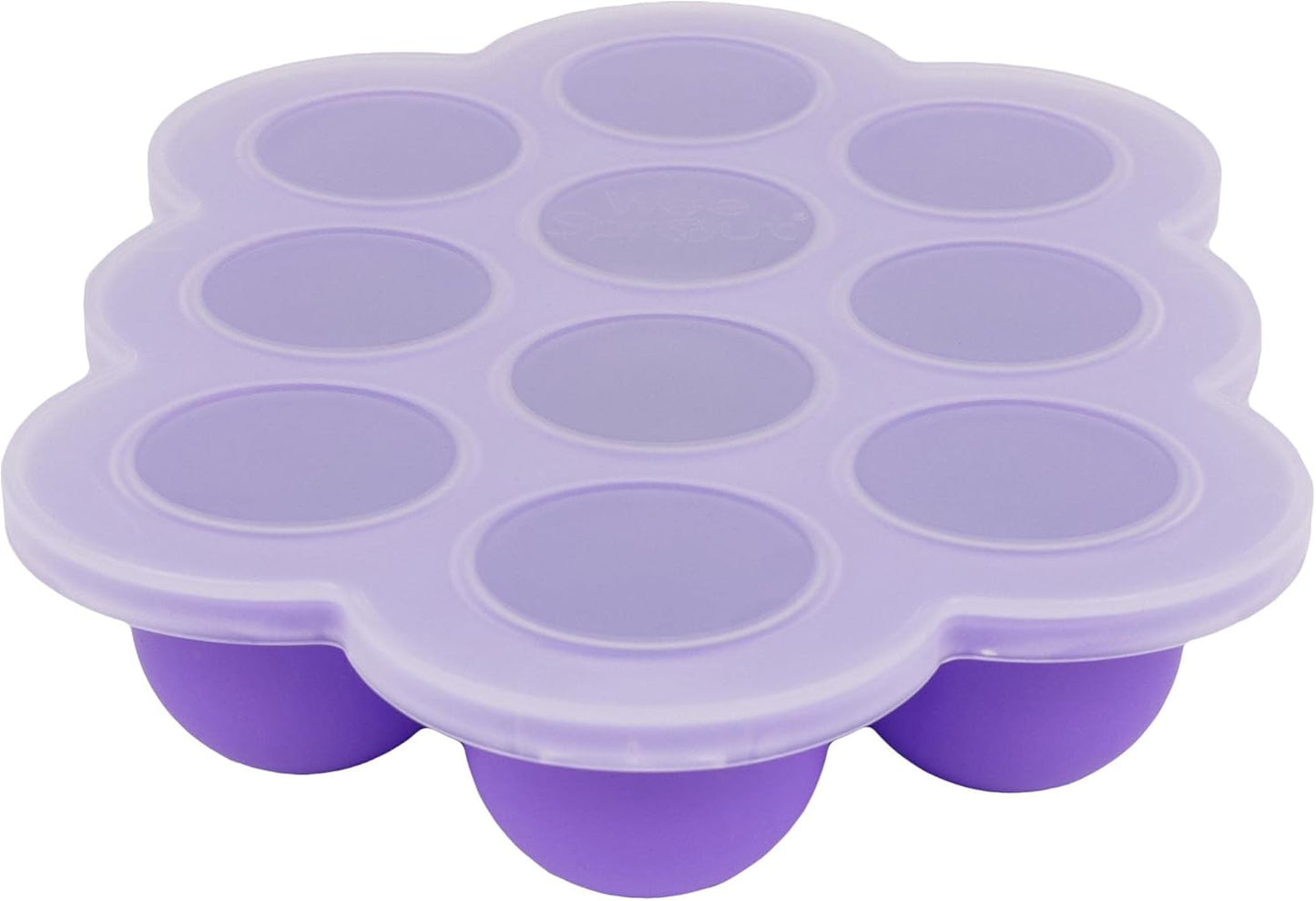 WeeSprout Silicone Freezer Tray with Clip on Lid Perfect Food Storage Container for Homemade Baby Food, Vegetable, Fruit Purees, and Breast Milk (Bright Purple, Ten 1.5 Ounce Sections)
