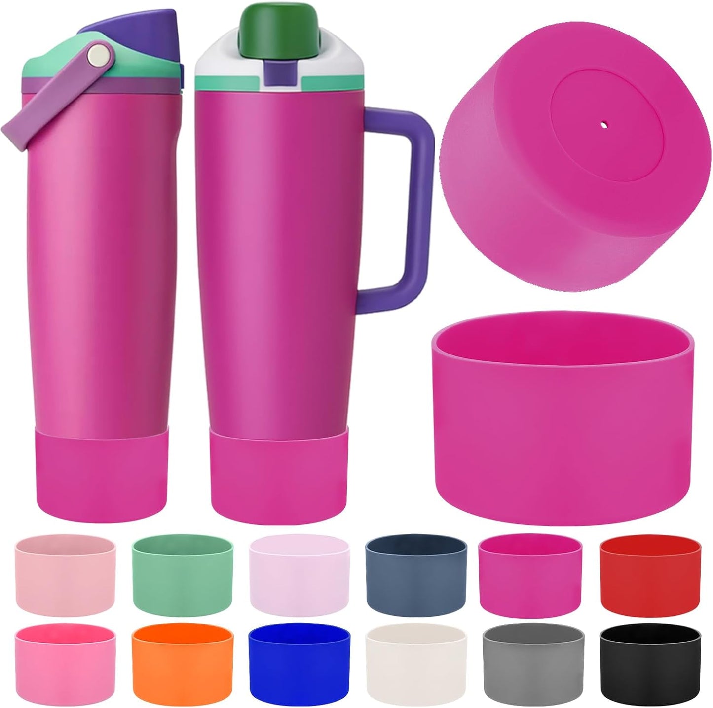 Mity rain 2PCS Protective Silicone Boots for Owala 30oz & 40oz FreeSip Sway Bottles & Tumblers - Accessories for owala, Enhances Stability & Prevents Scratches (Rose Red)