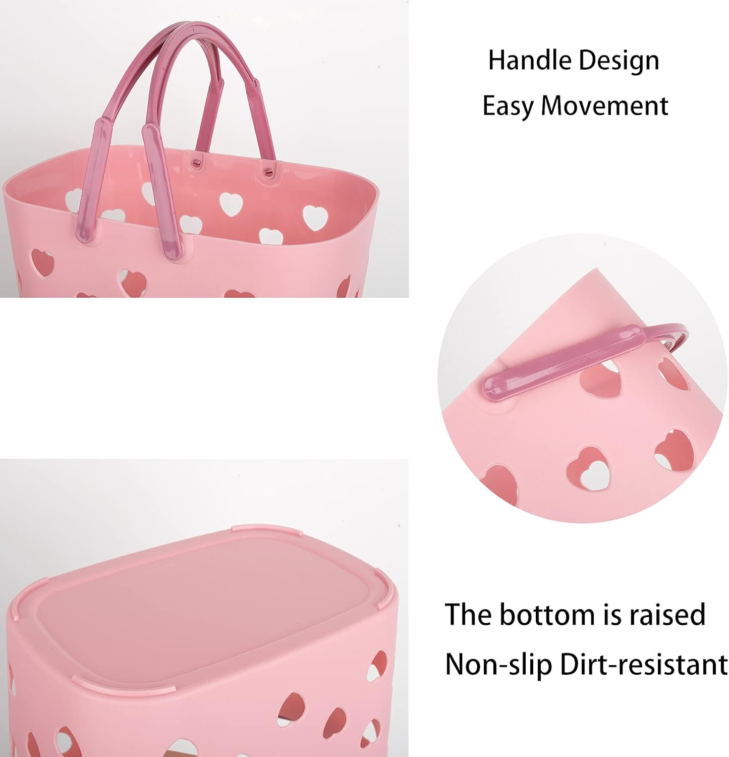 Anyoifax Portable Shower Caddy Tote Plastic Storage Basket with Handle Box Organizer Bin for Bathroom, Pantry, Kitchen, College Dorm, Garage - Pink