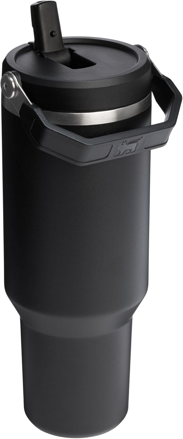 STANLEY IceFlow 2.0 Flip Straw Tumbler with Handle 40 oz | Twist On Lid and Flip Up Straw | Leak Resistant Water Bottle | Insulated Stainless Steel | BPA-Free | Black 2.0