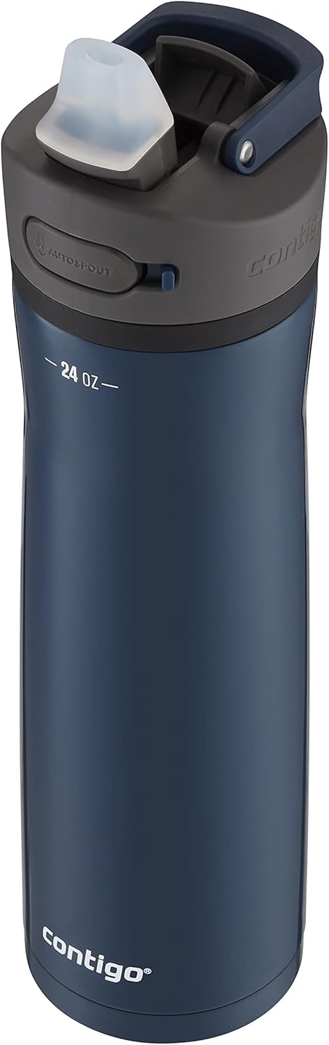 Contigo Ashland 2.0 Leak-Proof Water Bottle with Lid Lock and Angled Straw, Dishwasher Safe, Interchangeable Lid, 24oz, Blueberry