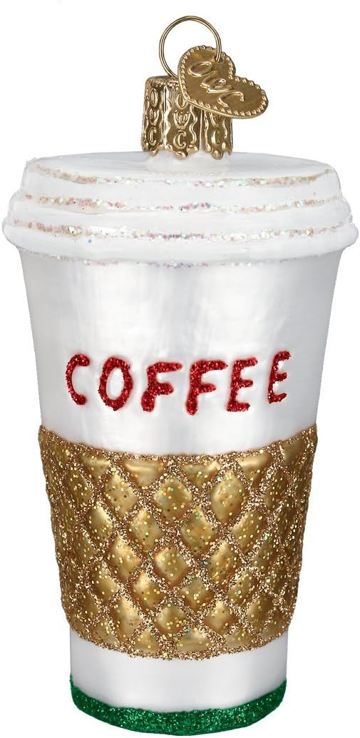 Old World Christmas Coffee To Go Glass Blown Ornament for Christmas Tree, Handcrafted Holiday Decoration, Coffee Collection