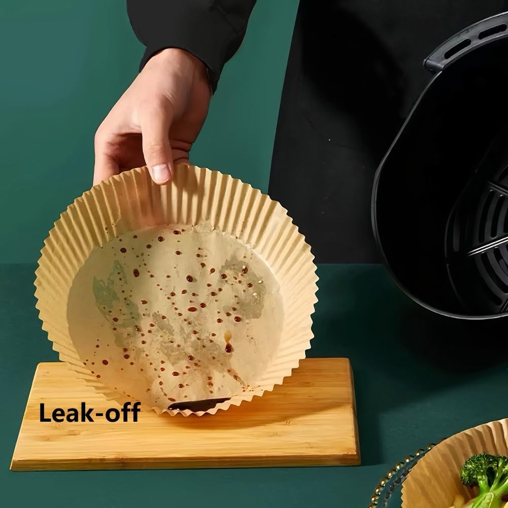 7.5 Inch Round Air Fryer Paper Liner Disposable:100 pcs Parchment Paper Air Fryer Liners for Baking Food, Microwave Safe, Non-stick Oil-proof Food Server