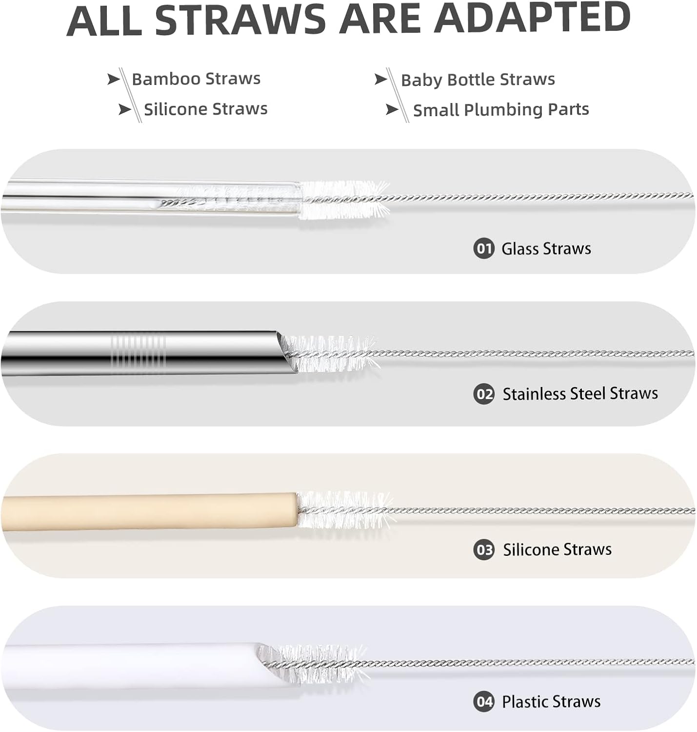 9-Piece Straw Cleaner Brush Kit for Stanley - (3-Size) Extra Long Pipe Cleaners, Straw Cleaning Brush for Tumbler, Sippy Cup, Bottle and Tube