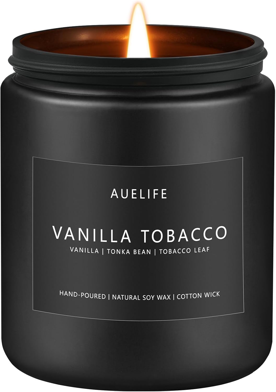 Vanilla Tobacco Candle for Men | Masculine Scented Soy Candles - Home Fragrance, Aromatherapy Gifts for Men - 7oz Black Jar, Long-Lasting Luxury Decor