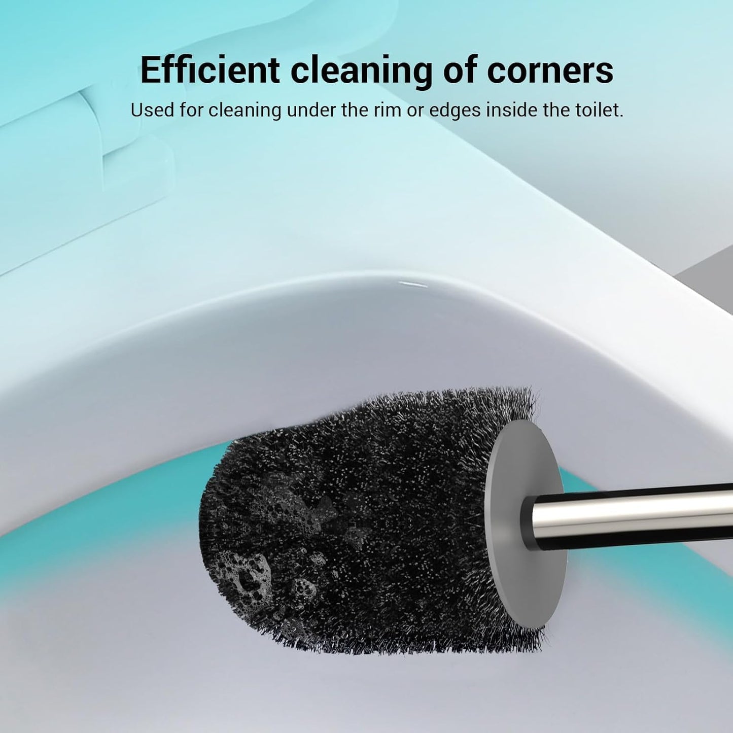 Toilet Brush and Holder, 3 Pack Compact Size Toilet Bowl Brush with Stainless Steel Handle, Space Saving for Storage, Drip-Proof, Toilet Scrubber for Cleaning Bathroom Grey