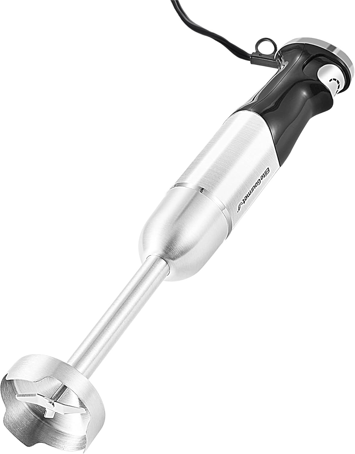 Elite Gourmet EHB1062 Variable Step-less Speed Immersion Hand Blender 500 Watts with Turbo, Stainless Steel Blades, Pressure Controlled Stick Mixer, Sauces, Soup, Smoothies, Baby Food, Stainless Steel