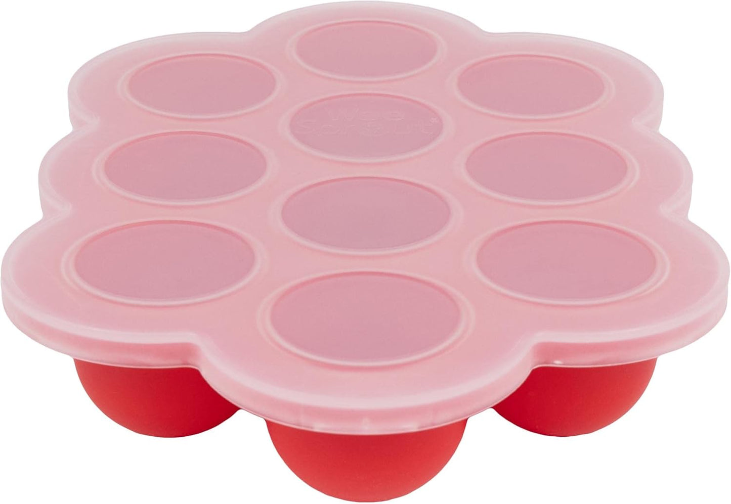 WeeSprout Silicone Baby Food Freezer Tray with Clip-on Lid - Perfect Storage Container for Homemade Baby Food, Vegetable & Fruit Purees, and Breast Milk (Bright Red, Ten 1.5 Ounce Sections)