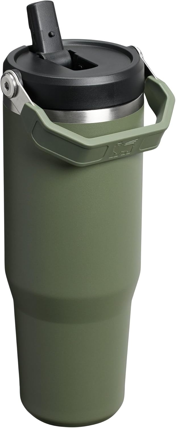 STANLEY IceFlow 2.0 Flip Straw Tumbler with Handle 30 oz | Twist On Lid and Flip Up Straw | Leak Resistant Water Bottle | Insulated Stainless Steel | BPA-Free | Dried Pine