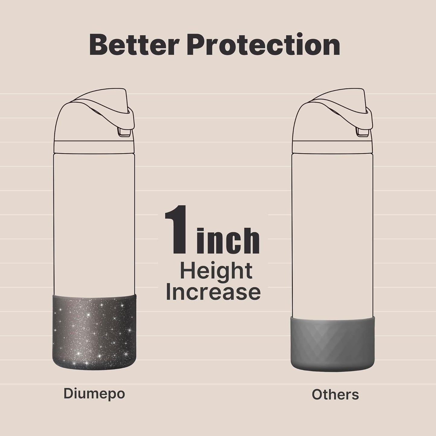 Silicone Boot for Owala 24 oz Water Bottles, Anti-Slip Protective Sleeve Bottom Protector for Owala Twist & FreeSip & Flip Stainless Steel Water Bottle (Glitter Black)