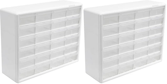 Akro-Mils 24-Drawer Plastic Drawer Storage Cabinet for Garage Organization, Bead Organizer, Building Bricks Storage, Teacher Toolbox, Makeup Organizer, 20-Inch W x 6-Inch D x 16-Inch H, 10124 White