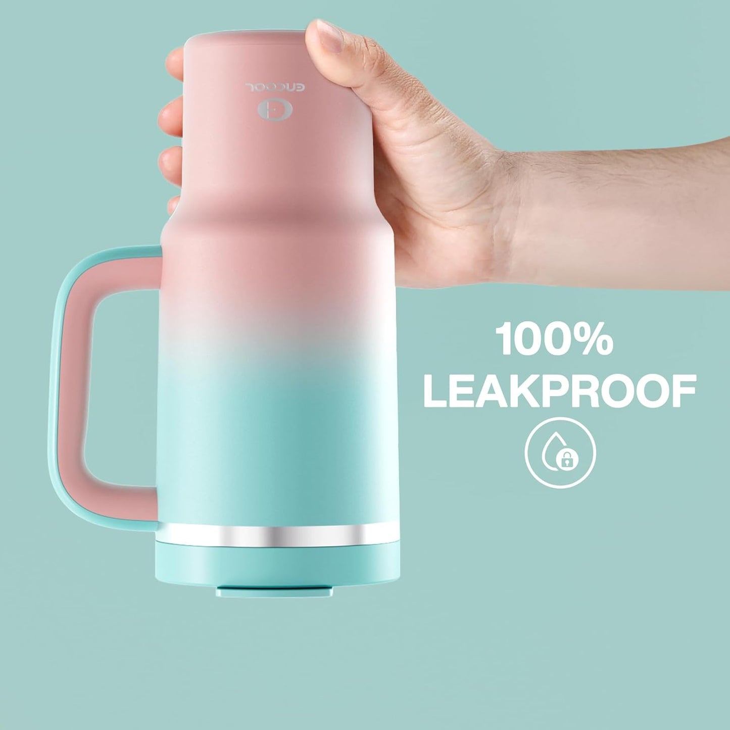 32 oz Tumbler with Handle and Straw: Stainless Steel Insulated Tumbler Keeps Cold for 24 Hours, Leakproof Travel Cup Fits in Cup Holder and BPA-Free, Cherry Blossom