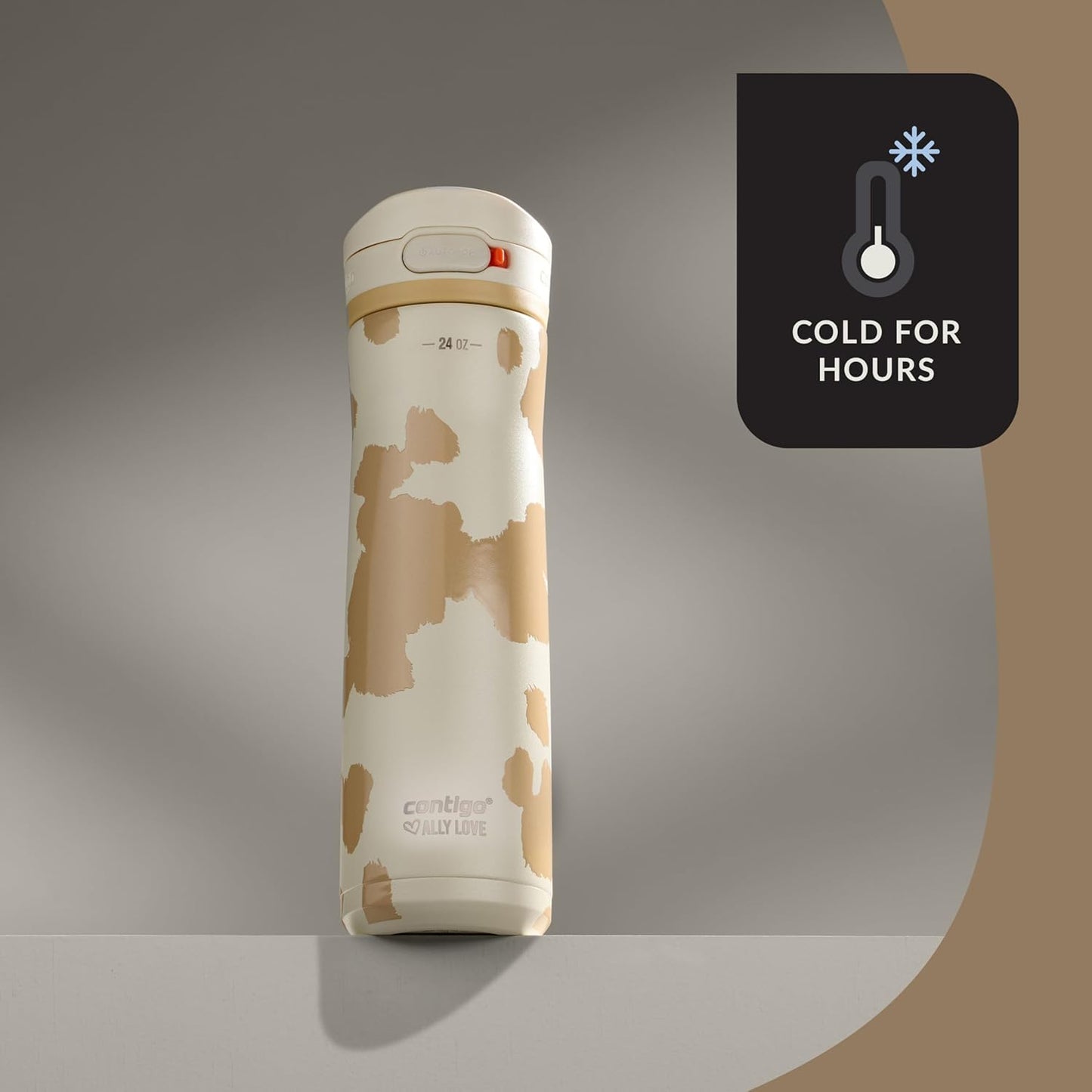 Contigo x Ally Love Jackson Chill 2.0, Stainless Steel, Spill Proof Water Bottle with AutoPop Lid, BPA Free, 24oz, Oatmilk