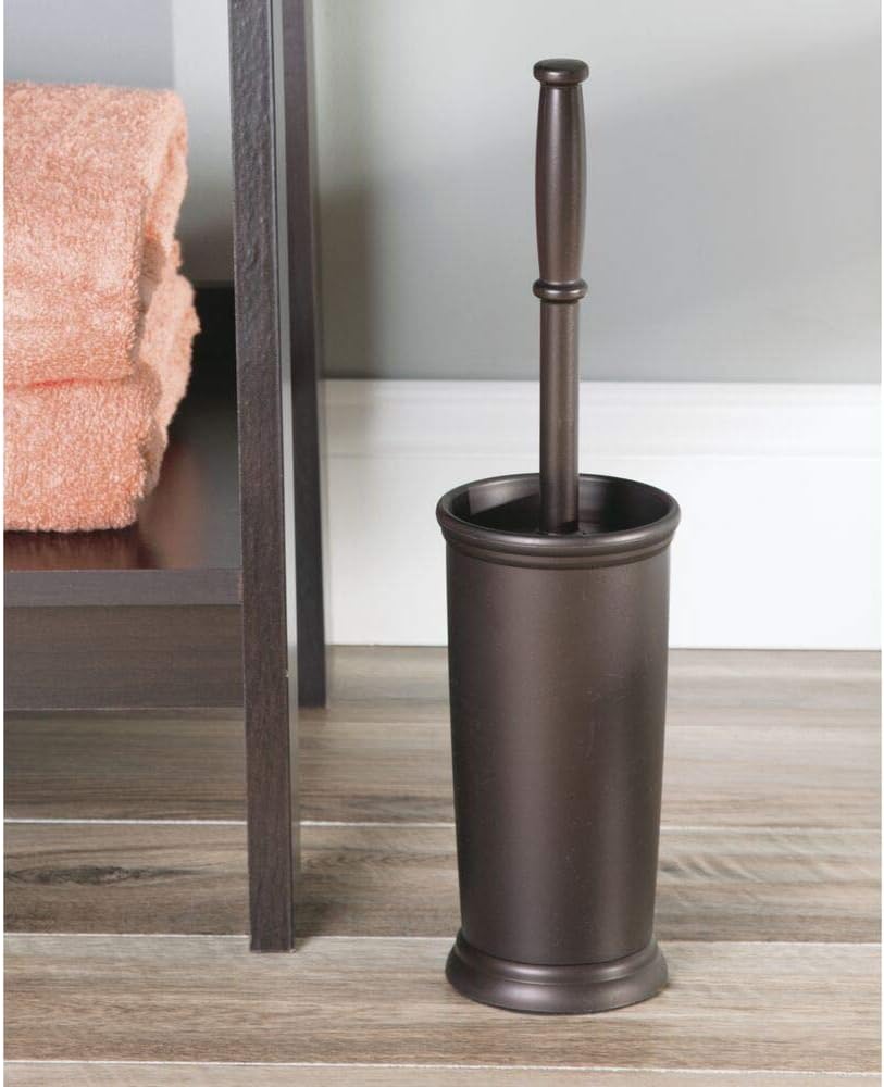 mDesign Metal Freestanding Slim Toilet Bowl Brush and Holder