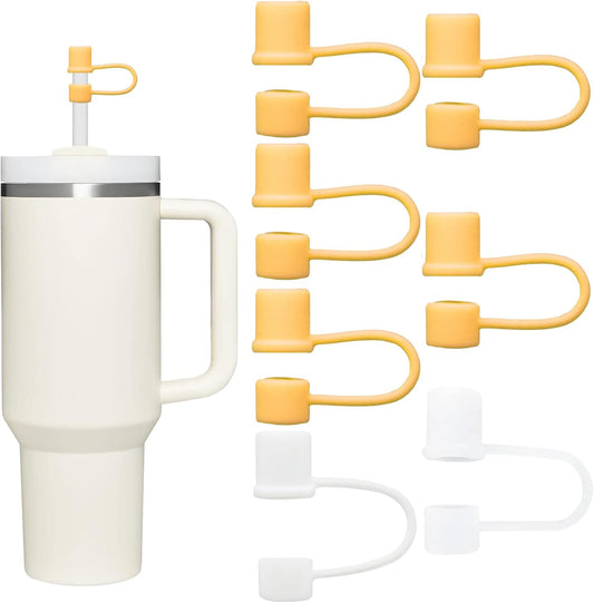 Straw Covers for Stanley, Straw Toppers for 10mm Straws 30OZ/40OZ Stanley Tumblers, Food Grade Silicone. (5pcs-Basic-Orange)