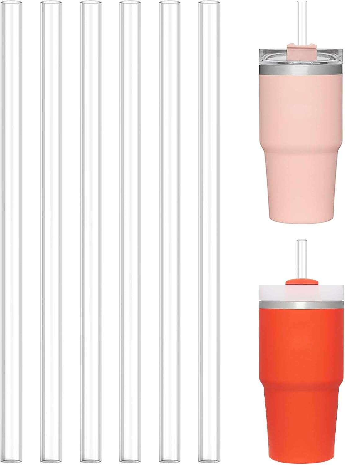 Aillwith 6 PCS Replacement Straws for Stanley Cup 20oz 14oz Tumbler, Reusable Drinking Straws with Cleaning Brush for Stanley Cup Accessorie，BPA Free, Dishwasher Safe