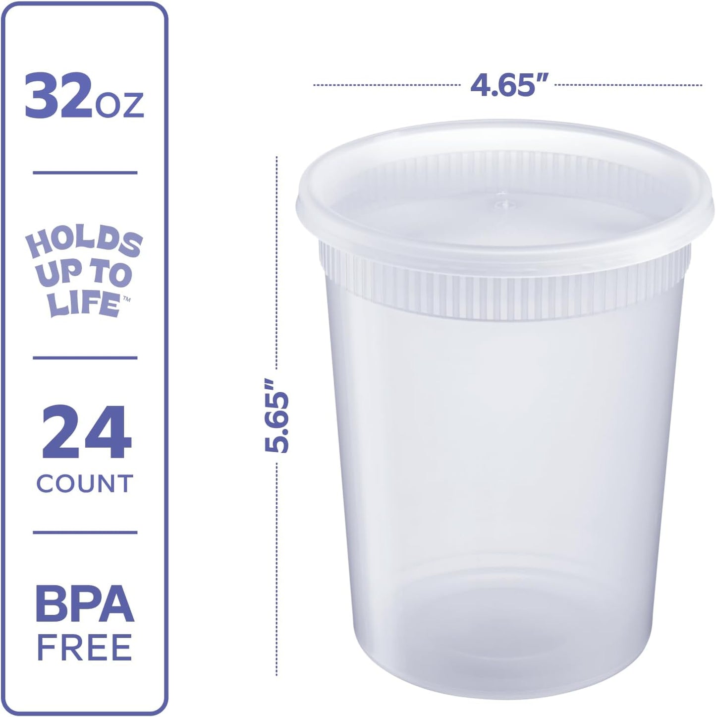 GUSTO [32 oz. - 24 Count Plastic Deli Containers with Lids - Disposable Food Storage Containers With Airtight Lids, Ideal for Soups, Stews, and Meal Prep