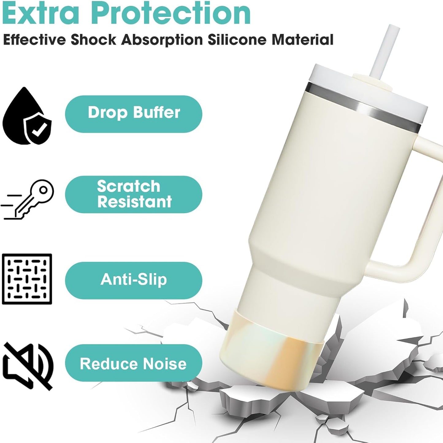 Upgrade 2PCS Protective Silicone Boot Bumper for Stanley Quencher Adventure 40oz 30oz IceFlow 20oz 30oz Tumbler, Water Bottle Bottom Sleeve Cover Accessories for Stanley Mug Cup(Coffee+White)