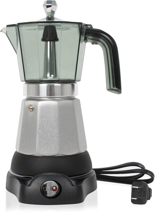 6 Cup Manual Espresso Maker, Small Espresso Machines for Home, Cuban Coffee Maker with Detachable Base & Overheat Protection,Cafeteras Electricas Modernas Moka Pot, Greca Electrica De Cafe Gift